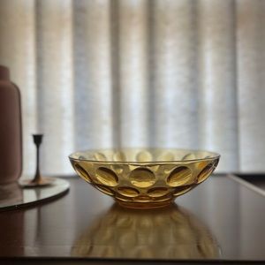 Vintage Hazel Atlas El Dorado/Amber Capri Dot Glass Optic Serving Bowl